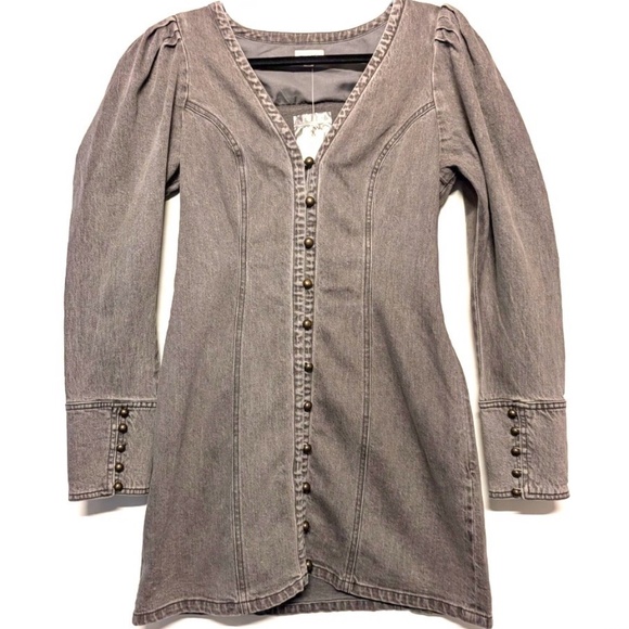 Brand New Pilcro Puff-Sleeve Denim Mini Dress - Picture 11 of 12